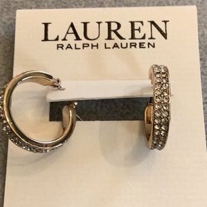 Ralph Lauren Gold-Tone Crystal Pave Hoop Earrings